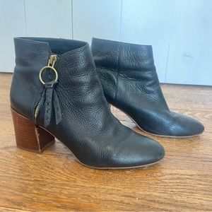 Franco Sarto Black Leather CALLAHAN BOOTIE Heel Size 9M